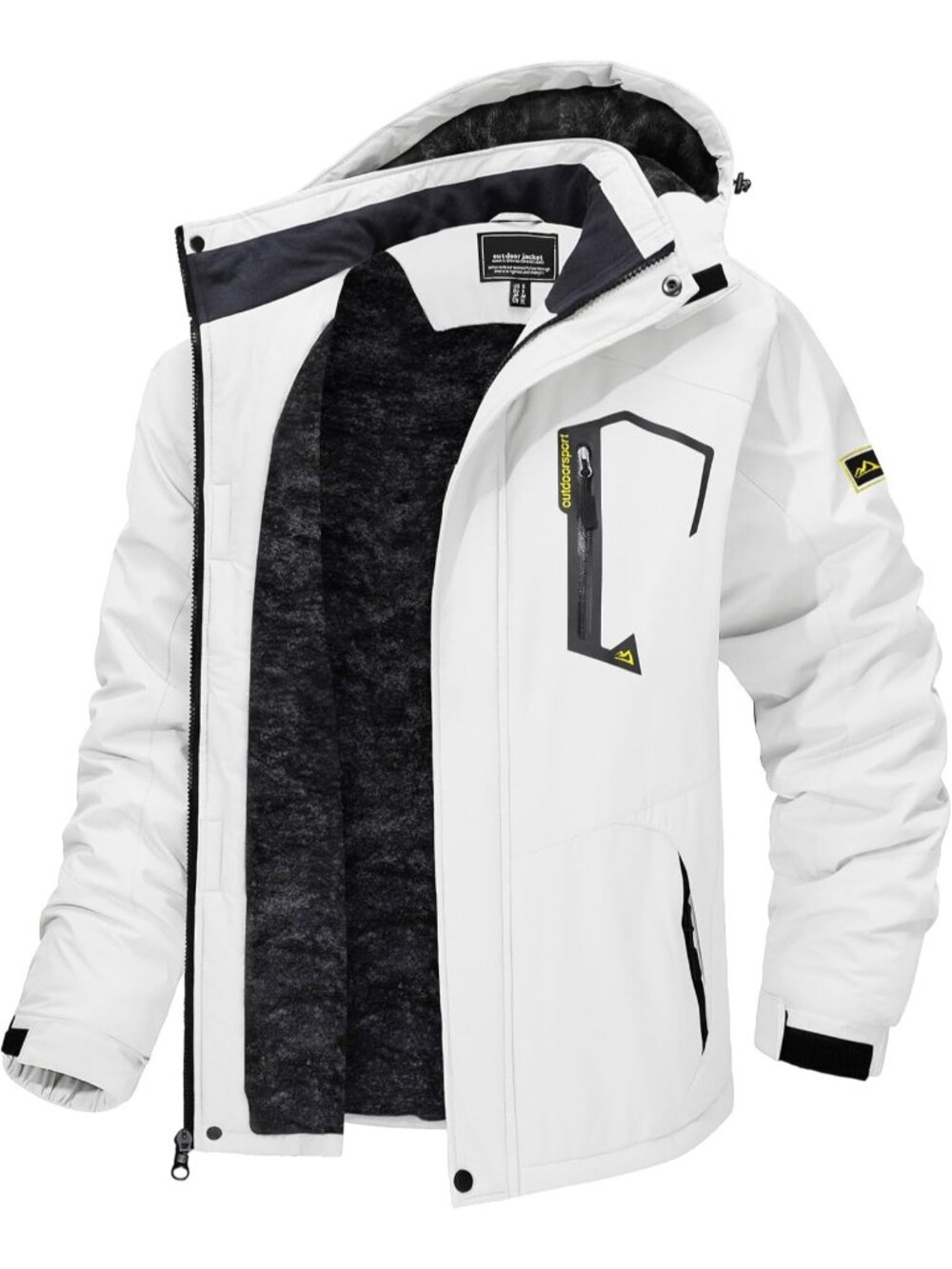 〽️Men's White Winter Skiing Waterproof Thermal Windproof Fleece Lined Snow Coat